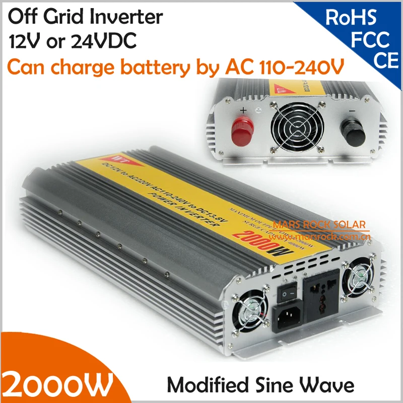 2000W modified inverter with wide AC110V- 240V grid charger for battery, 12V or 24V DC to AC 110V or 220V off grid inverter Wholesale Construction & Real Estate