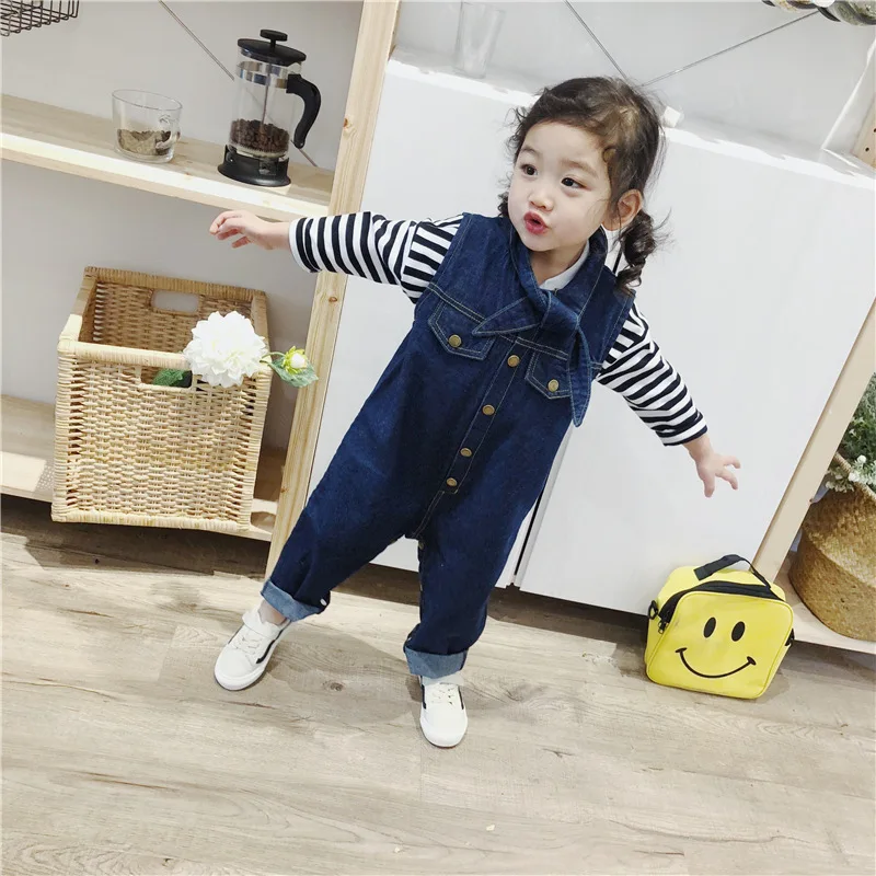 

2018 spring new Kids Denim Overalls Jumpsuit Jeans for girls Bibs Children's overalls for children Harem Pants New Baby Clothes