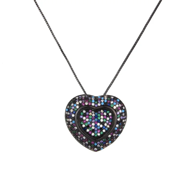 SUNSLL, дизайн, 3 цвета, медь, смешанный цвет, кубический цирконий, сердце, подвеска, ожерелье, женская мода, уникальные ювелирные изделия