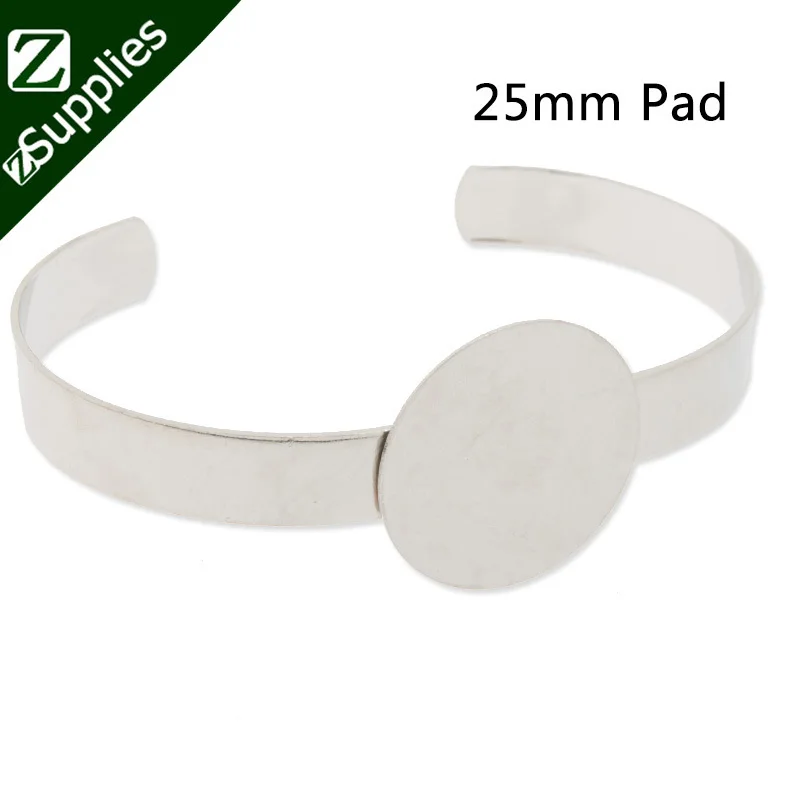 10PCS Bracelet With 25MM Pad,Cuff,Adjustable,Rhodium Plated,bracelet