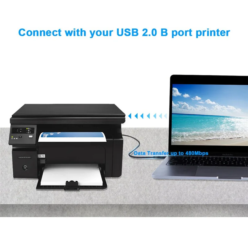 Длинный кабель для принтера и сканера с портом Type C на USB 2 0 типа B совместим HP Canon