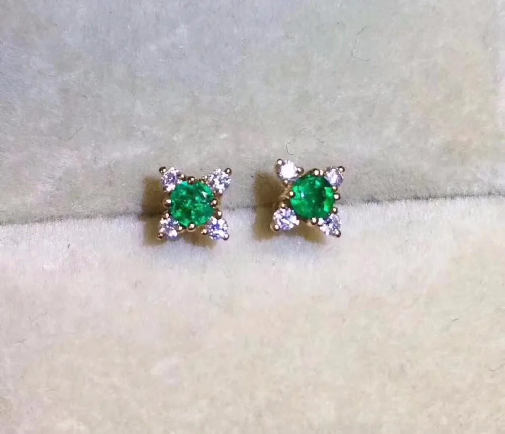 Женские серьги гвоздики из серебра 2018 пробы с зеленым изумрудом|earrings fashion|stud