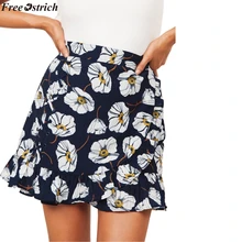 Модные женские юбки, сексуальные, с оборками, цветочный принт, морской пляж, Daliy, повседневная короткая мини-юбка, летняя, Jupe Femme Faldas