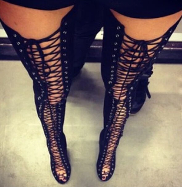 Aliexpress.com : Buy Hot women lace up boots sexy black lace thigh ... Aliexpress.com : Buy Hot women lace up boots sexy black lace thigh ...