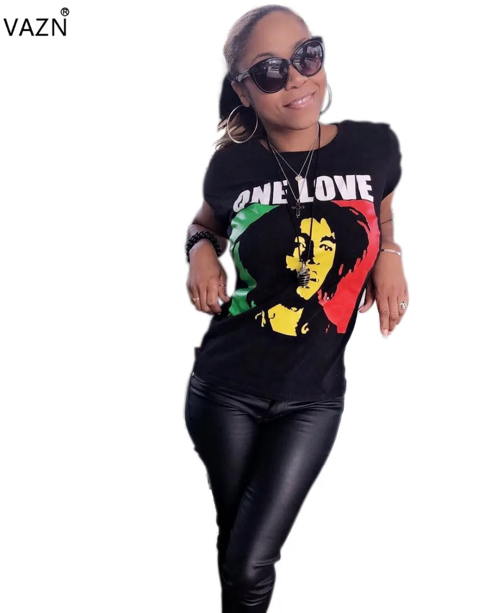 

VAZN Women Tees 2019 New Arrival High Casual Fashion Women Tees Letter o-neck Short Sleeve Overalls Lady Bodycon Tees OYP5234