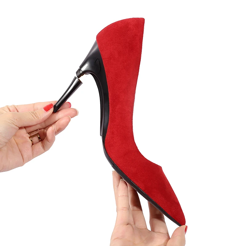 

2019 Autumn New Women's Shoes Net Red Shake Foldable High - heeled Shoes Women Naked Red Black Pointed Fine Documentary Shoes