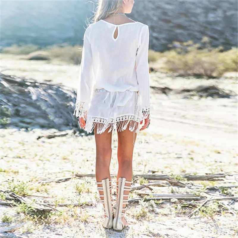 ZANZEA 2017 Summer Women Boho Tassel Lace Dress Sexy Crochet Tunic Beach Party Dresses Black White Chiffion Vestidos Plus Size 17 ZANZEA 2017 Summer Women Boho Tassel Lace Dress Sexy Crochet Tunic Beach Party Dresses Black White Chiffion Vestidos Plus Size 17