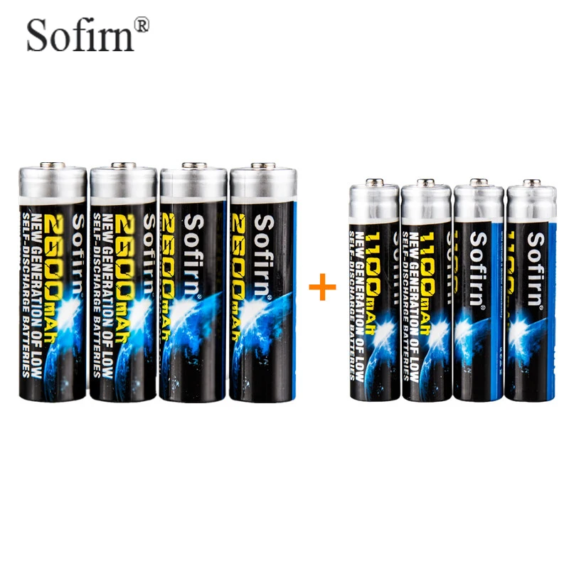 Sofirn 8 комплектов аккумуляторов, включая 4 шт. AA 2600mAh и 4 шт. AAA 1100mAh Ni-MH аккумуляторные батареи