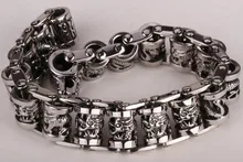 Hombres dragón de acero inoxidable 316L pulsera punk rock de la joyería del motorista pesado regalos silver tone 8.5 “312 dropshipping al por mayor