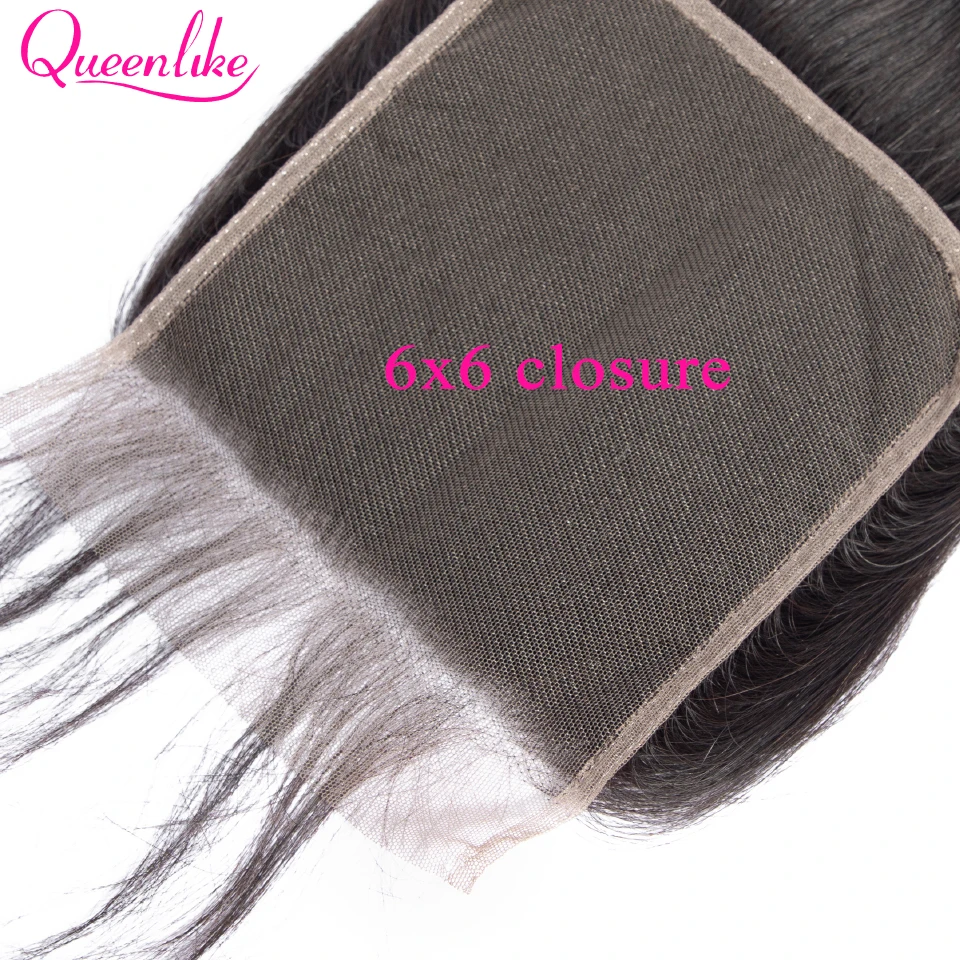 Queenlike Straight 6x6 Closure Big Lace Size Swiss Lace Closure Pre Plucked With Baby Hair Natural