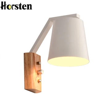 

Horsten Modern Wall Lamps Sconces Living Room E27 Wooden Iron Restaurant Bedroom Decorative Wall Lights Lamparas Home Lighting
