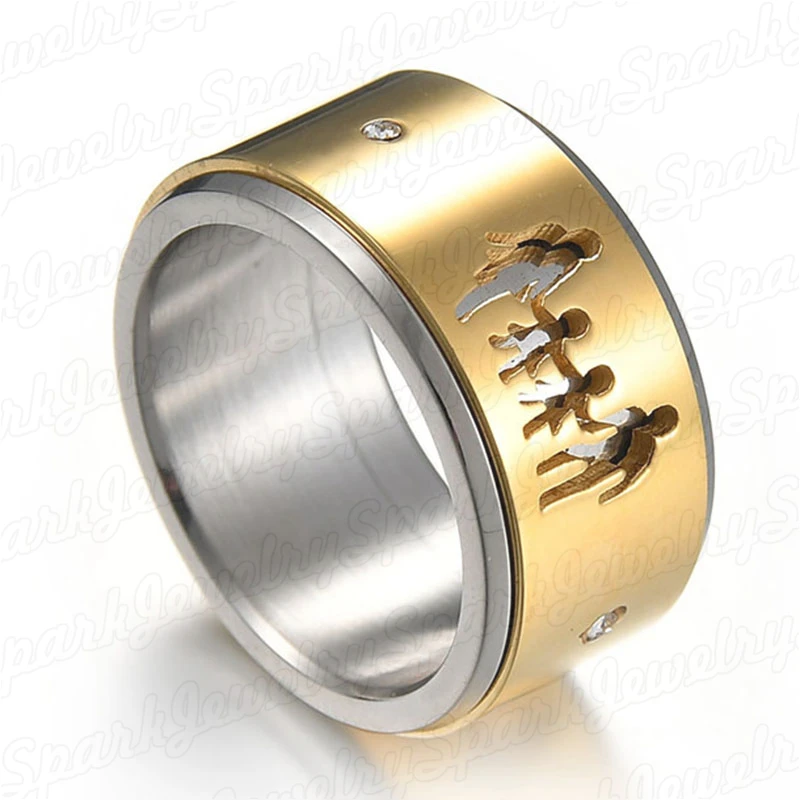 12 мм Размер 7-10 милые вращающиеся кольца из нержавеющей стали для женщин/мужчин золотого цвета Семейные кольца с мама папа мальчики девочки обручальное кольцо