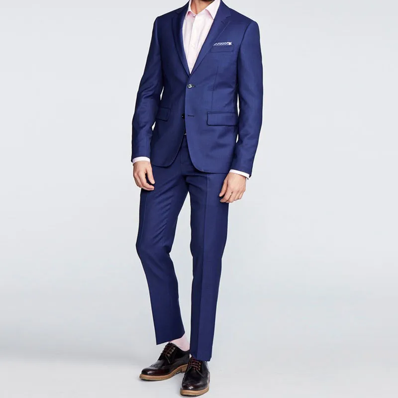 

2019 blue mens Business Custom Made Suits Skinny100% wool tailored suit For Men small customized suits custom supplier