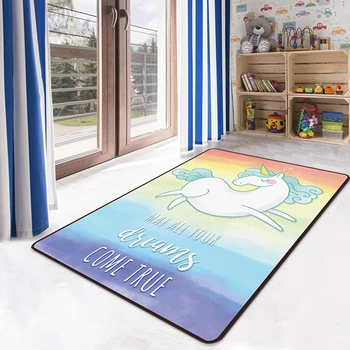 

Cartoon Kids Unicorn Rugs And Carpets For Baby Living Room horse Large Bedroom Parlor Hallway kitchen Home Door Floor Bath Mats