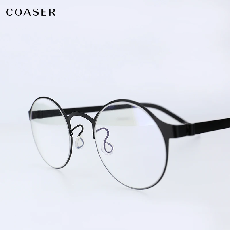 Germany IC Quality Stainless Steel metal frame Glasses Men Round Myopia