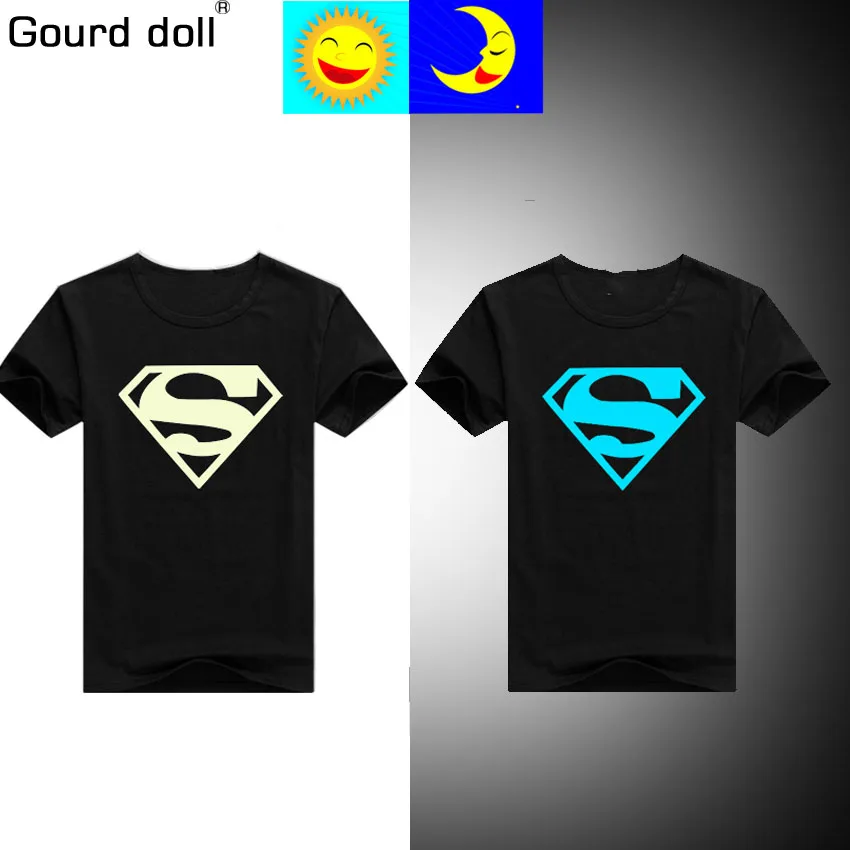 Luminous Short Sleeves T-Shirts For Boys Girls Superman Batman round neck TShirt Kids Christmas Baby Top 8 10 12 14 Years Design