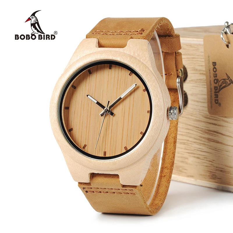 BOBO BIRD WF10 New Maple Wood Watch Pine Wooden Top Brand Luxury Quartz Watches for Men With Gift Box relojes mujer OEM