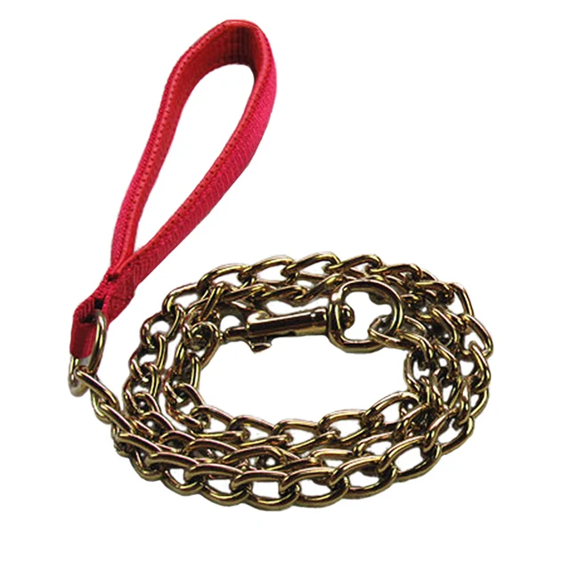 120cm Stainless Steel Iron Chain Dog Leash Golden Colorful Fashion Pu