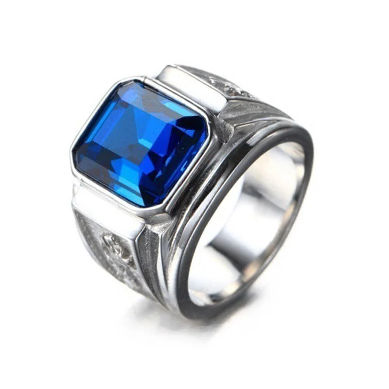 

Fashion Men Big Square Zircon Stone Finger Ring Mosaic Jewelry Gifts @M23