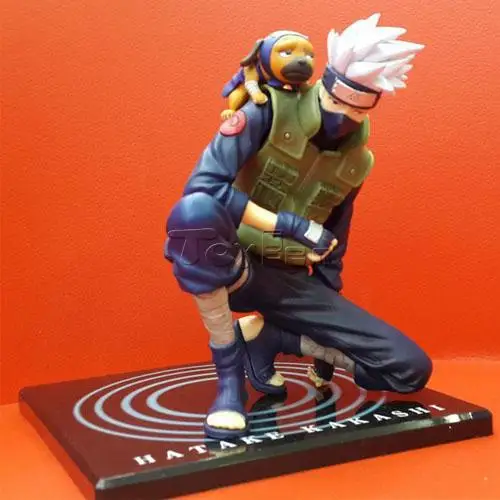 Japanese Anime Naruto 21cm Kakashi with Dog Vest Heads Removable PVC Action Figure Collection Model font