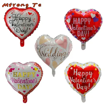 

50pcs 18inch Printed Happy Valentine's Day Heart Foil Helium Balloons Wedding Party Decorations Ballon Inflatable Air Globos