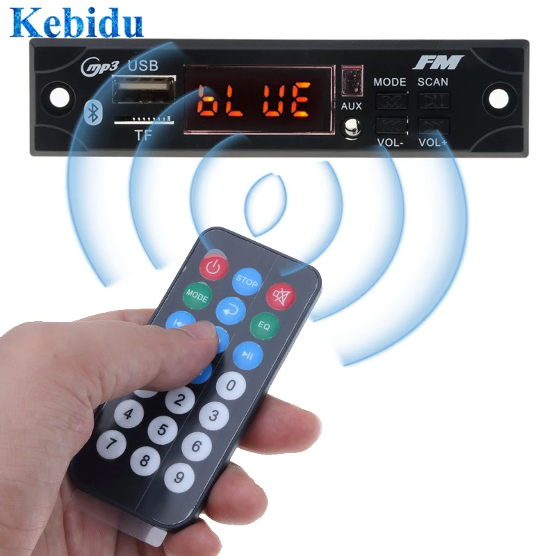 

Kebidu 5V 12V Wireless Bluetooth MP3 WMA Decoder Board Car Audio USB TF FM Radio Module with Remote Control For Car accessories