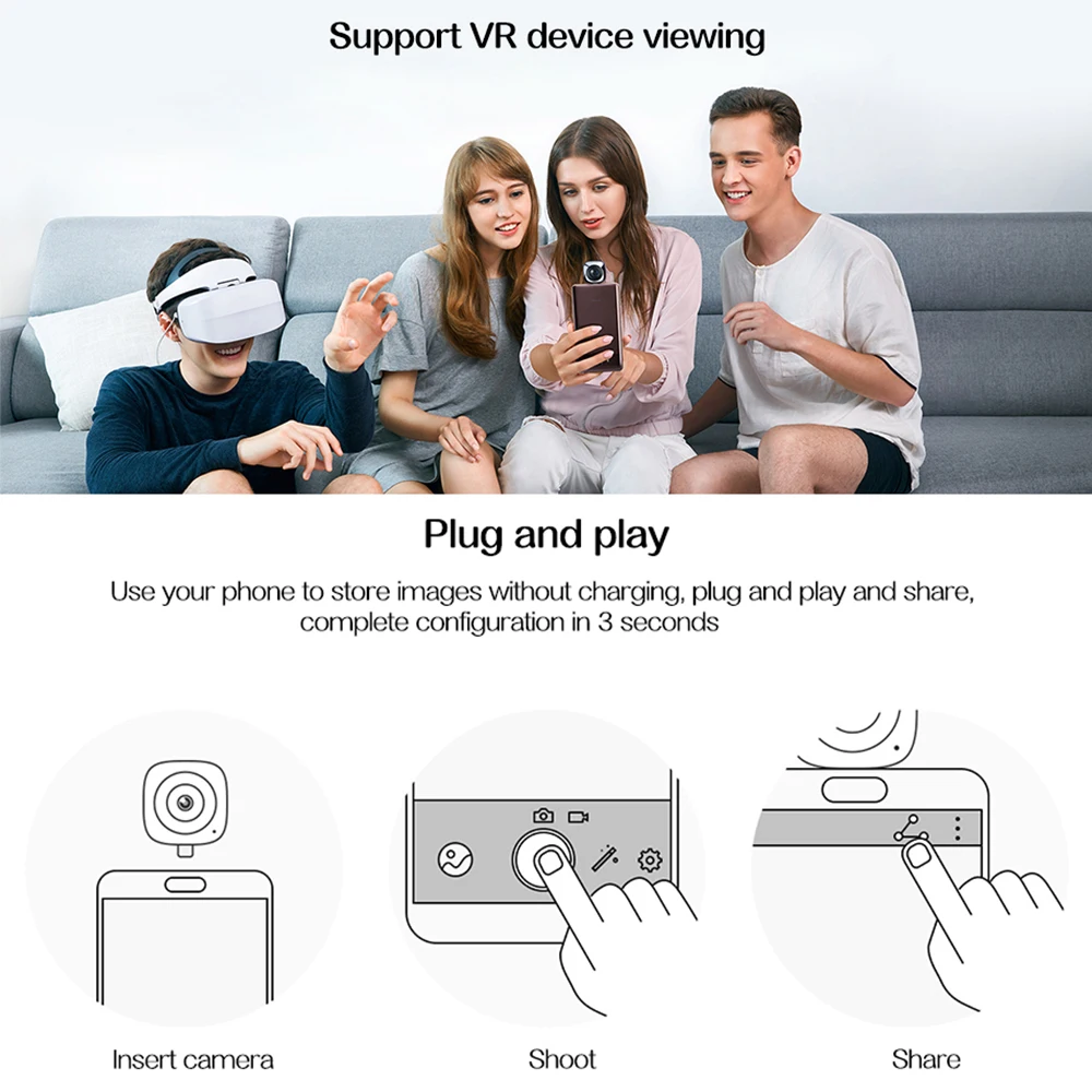 Huawei 360 панорамная видеокамера Android Sports Envizion 3D Live Motion Широкоугольный объектив HD VR
