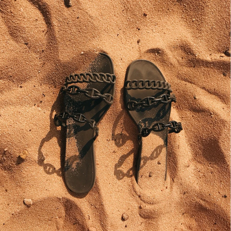 

New Arrival Sandalias Mujer 2019 Summer Hot Styles Chains Three Slides Women Slip On Slippers Flats Casual Shoes Beach Sandals