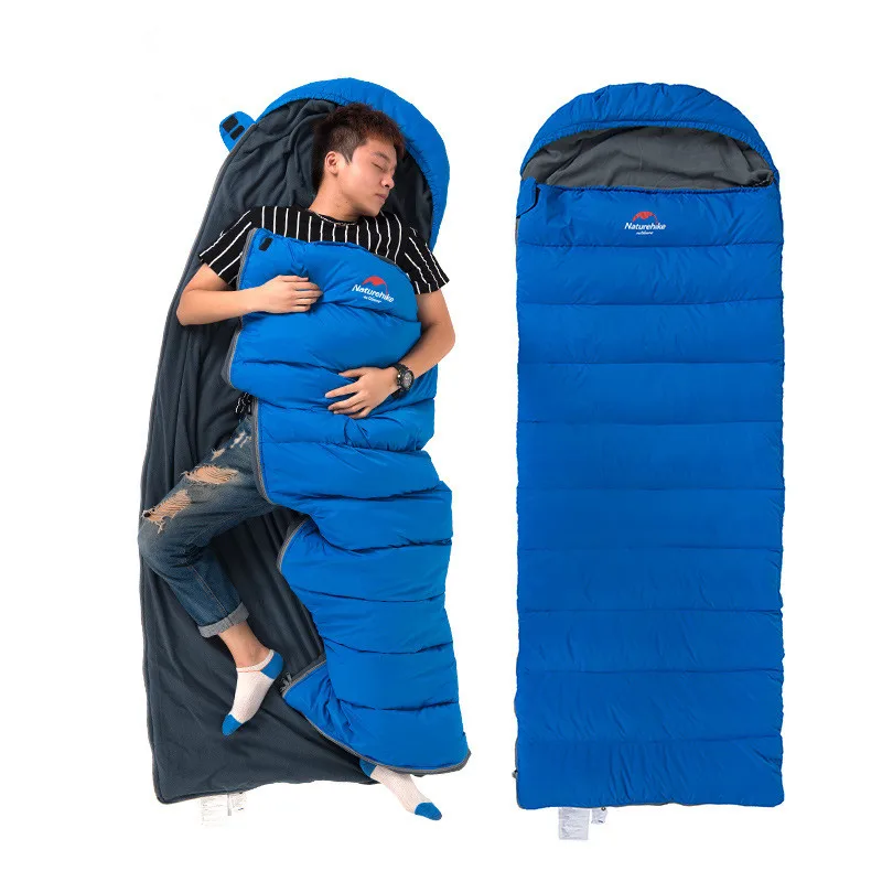 

Winter Outdoor Envelope Type Duck Down Cotton Sleeping Bag Portable Compressed Splicing Warm Lay Bag, -15 Degree