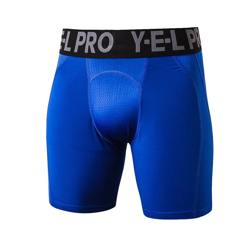 Спортивные шорты для спортзала, фитнеса, мужские компрессионные колготки для бега, лоскутные леггинсы для кроссфита, дышащая быстросохнущая спортивная одежда - Цвет: blue