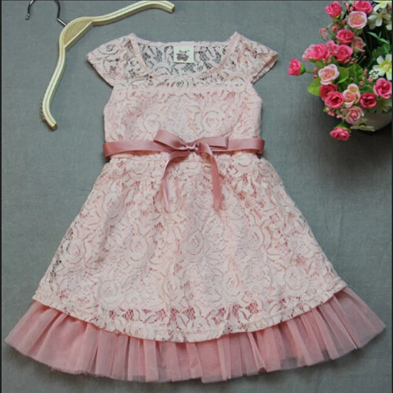

2015 New Real Flower Girl Dresses with Sashes Cap Sleeves Party Pageant Dress for Little Girls Kids/Children Dress for Wedding