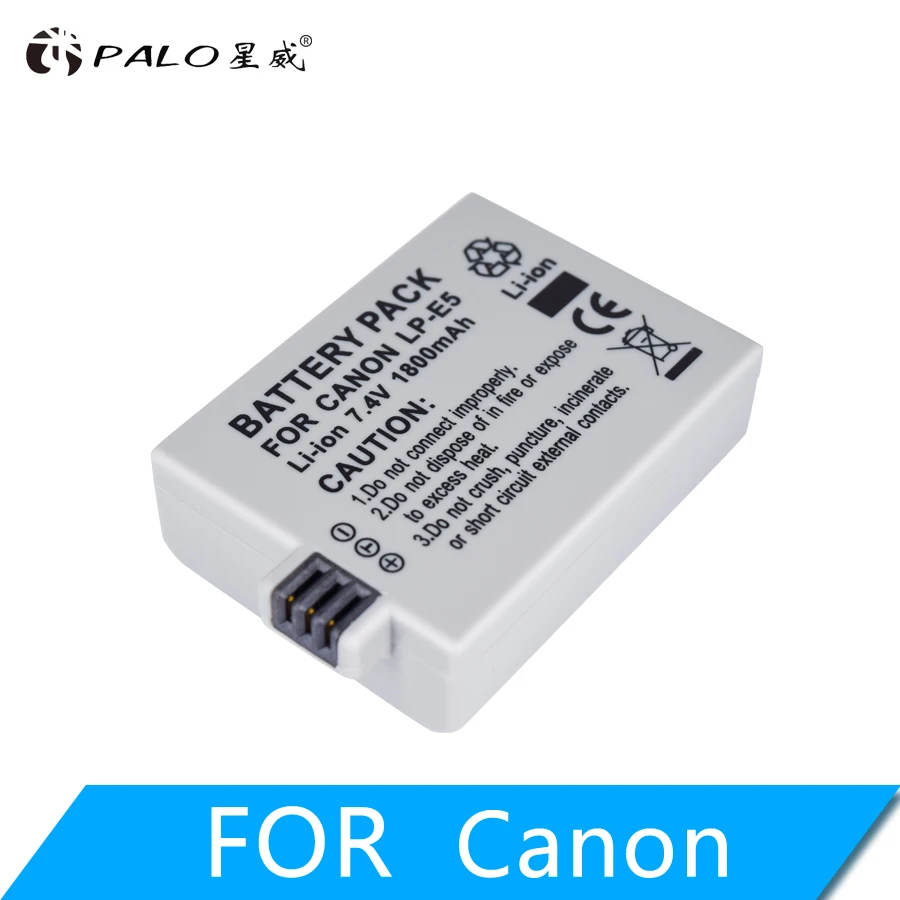 1Pc 1800mAh 7.4V LP E5 LPE5 LP E5 Rechargeable Camera Battery for Canon