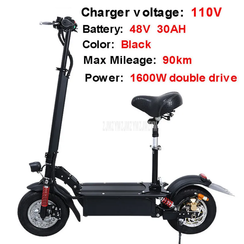 48V 30AH/36AH 11 дюймов колесный электрический самокат для взрослых мини электрический велосипед вместо того, чтобы ходить, фара для электровелосипеда в пройденное расстояние в милях 100 км/120 км - Цвет: double drive 30AH