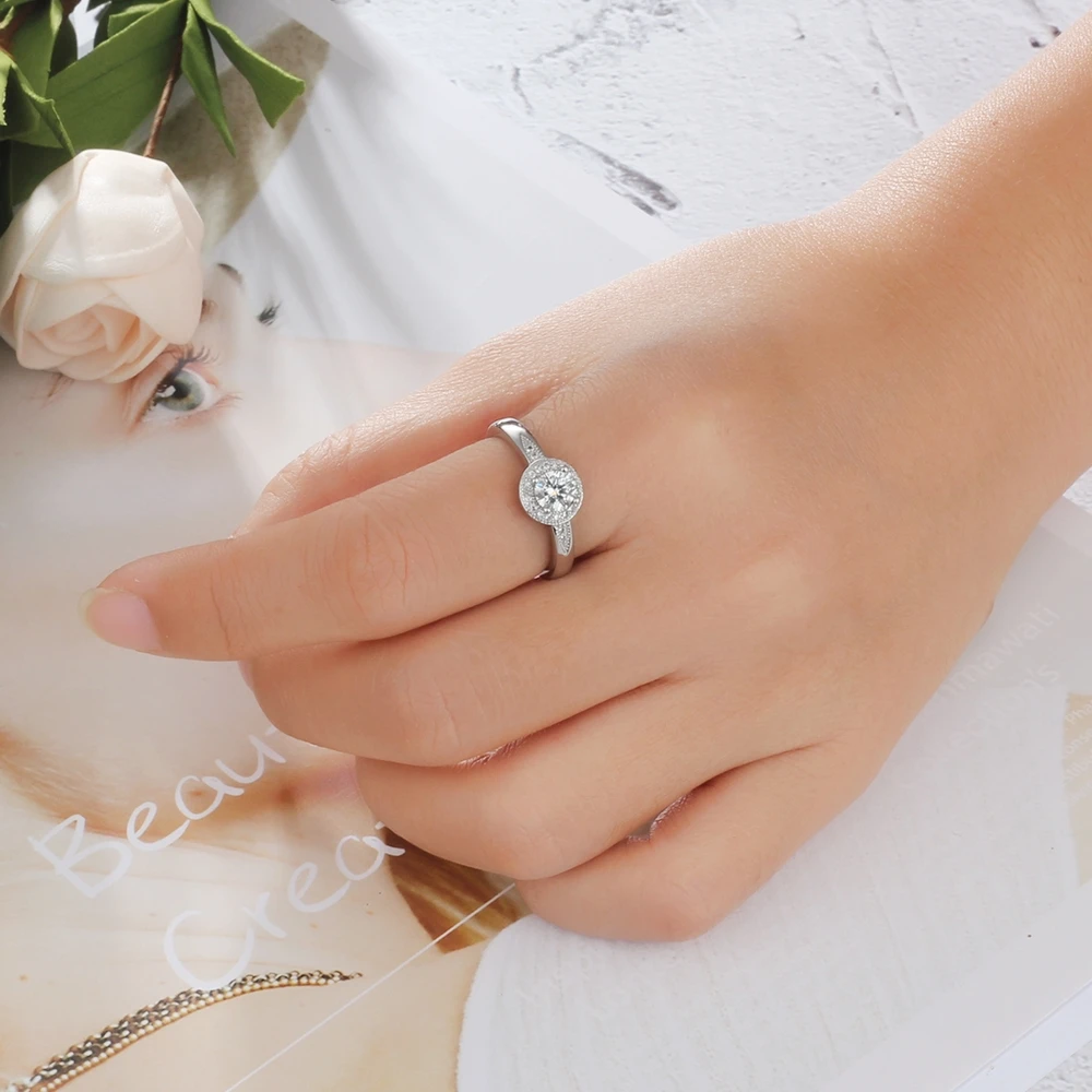 Personalized Solitaire Cubic Zirconia Promise Rings 925 Sterling Silver Engagement Wedding Rings for Women (RI103759)