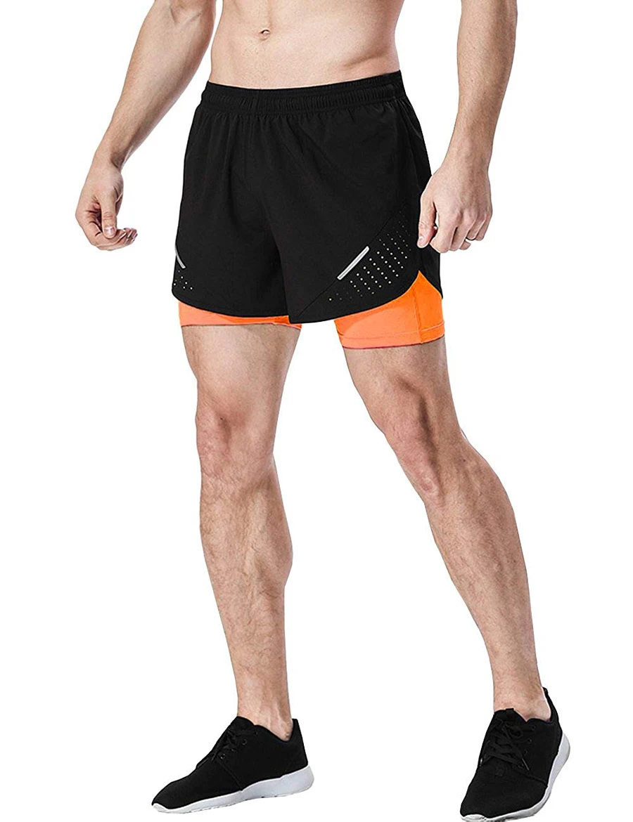 Марафонские шорты для бега мужские 2 в 1 спортивные шорты для спортивного зала S-2XL быстросохнущие эластичные облегающие шорты для бодибилдера
