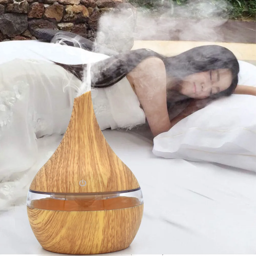 Humidifier 300ml Aroma Essential Oil Diffuser Ultrasonic Air Humidifier with Wood Grain 7Color Changing LED Lights electric Humidifier 300ml Aroma Essential Oil Diffuser Ultrasonic Air Humidifier with Wood Grain 7Color Changing LED Lights electric