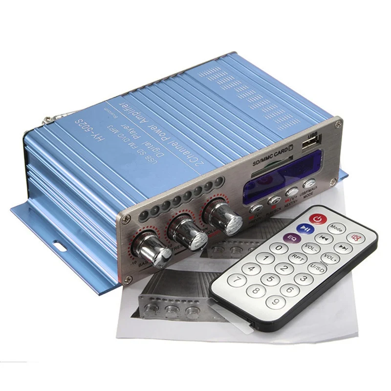 HY502S Bluetooth Car Power Amplifier Stereo Sound Mode HiFi 2 Channel Mini FM Audio + MP3 Speaker Music Player for iPod HY-502S