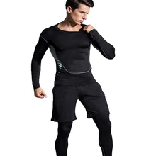 Тренировки 3 шт. тренажерный зал Костюмы мужские спортивный костюм Бег одежда Фитнес Сжатия спортивной костюм Бег Костюм спортивный Костюмы носить эластичный