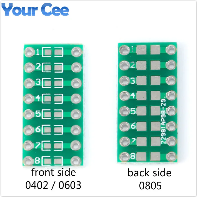 

20pcs SMT DIP Adapter Converter 0805 0603 0402 Capacitor Resistor LED Pinboard FR4 PCB Board 2.54mm Pitch SMD SMT Turn To DIP