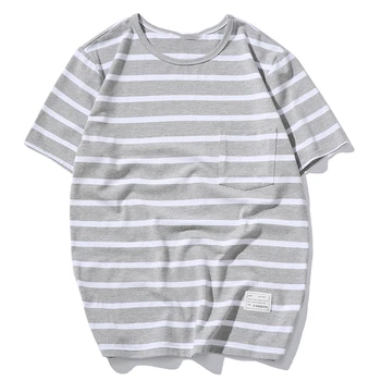 

Loose Vintage T Shirt Men Stripe Short Sleeve Swag Casual t-Shirt Man Loose Japanese Hip Hop Mens Skateboard Clothing G5G32