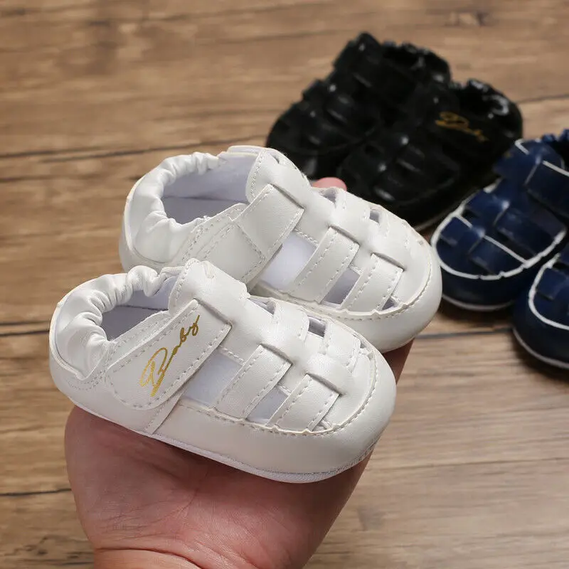 Детская летняя обувь Младенческая новорожденная детская нескользящая подошва кроватка Мягкая дышащая обувь первые ходунки 0-18 м