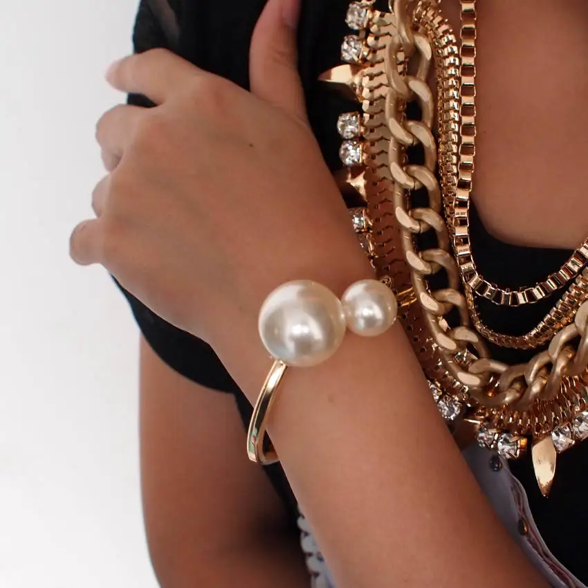 MANILAI Fashion Charm Bracelets For Women Accessories Imitation Pearl Cuff Bangles Statement Jewelry Gift pulseiras bangle bracelet