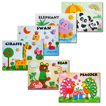 

16 designs DIY Cartoon Animal 3D EVA Foam Sticker Puzzle Series Early Learning Education Toys for Children Random Delivery