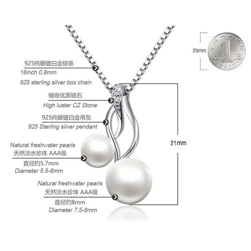 Женское ожерелье из серебра 925 пробы с натуральным жемчугом|necklaces pendants 925|necklace silver