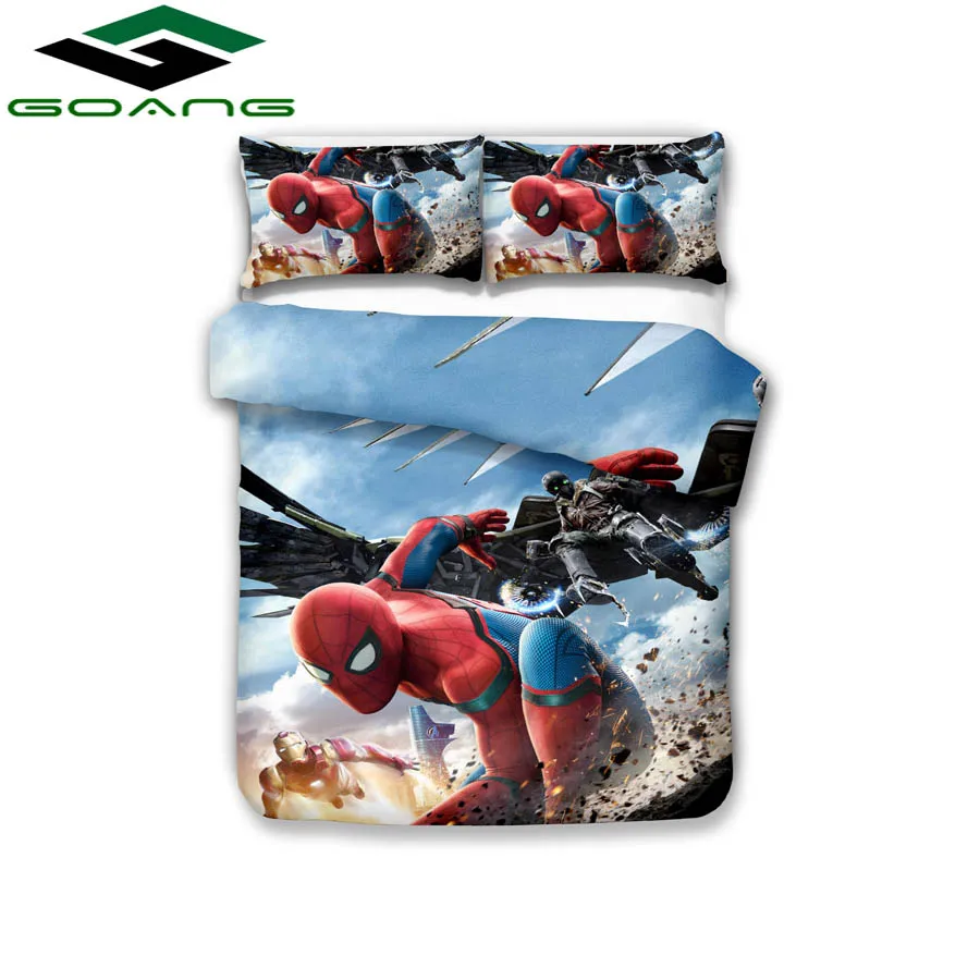 

GOANG bedding set 3d digital printing Spider-Man bed linen duvet cover pillow case 3pcs kids bedding set luxury home textile