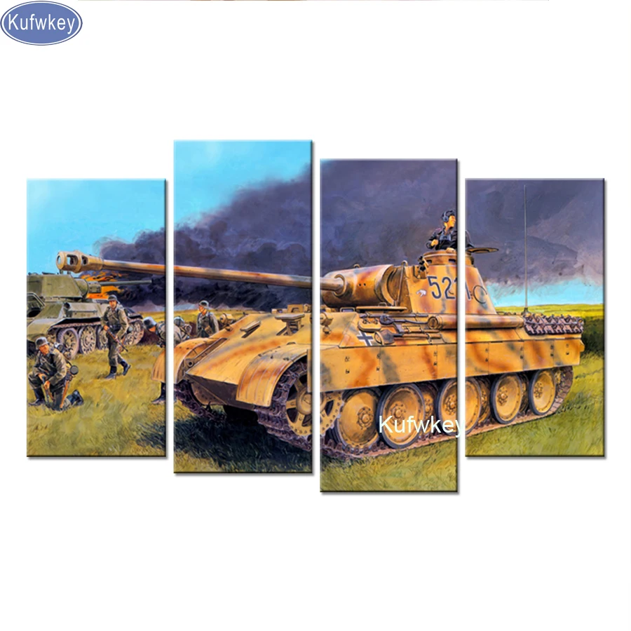 

4PCS DIY 5D diamond painting mosaic War World of Tanks pattern cross stitch suite,diamond embroidery,home decor gift