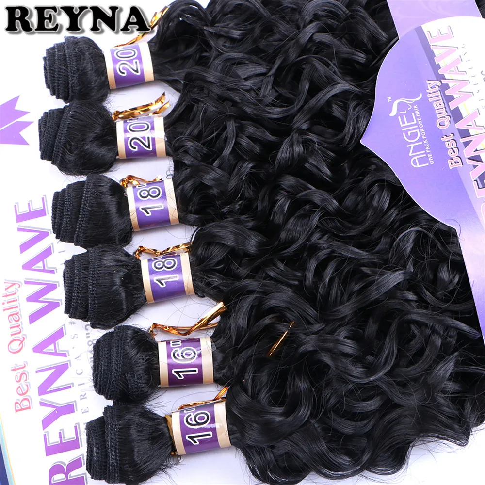 Reyna water wave hair bundle 6 pieces one set Synthetic hair extension tissage fiber hair weaving