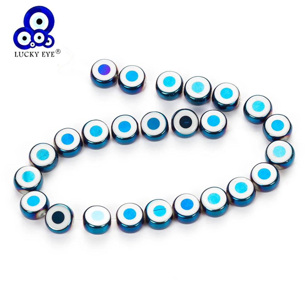 

Lucky Eye 1 string Blue Evil Eye Glass Beads Colorful Beads Spacer Beads For Bracelet Necklace Jewelry Making EY5151
