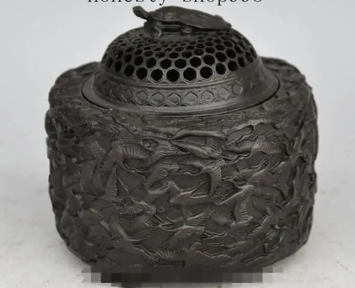 

S0736 chinese buddhism temple bronze 100 crane turtle statue incense burner Censer discount 30% (C0324)
