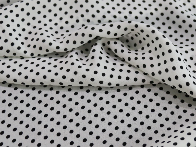 Black White Polka Dot Fabric Chiffon Crepe Textile For Shirt